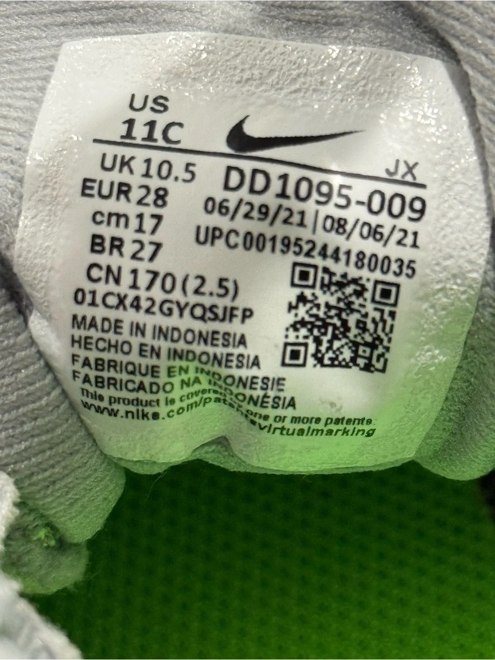 Nike Kids Gray Sneakers with Neon Green Swoosh